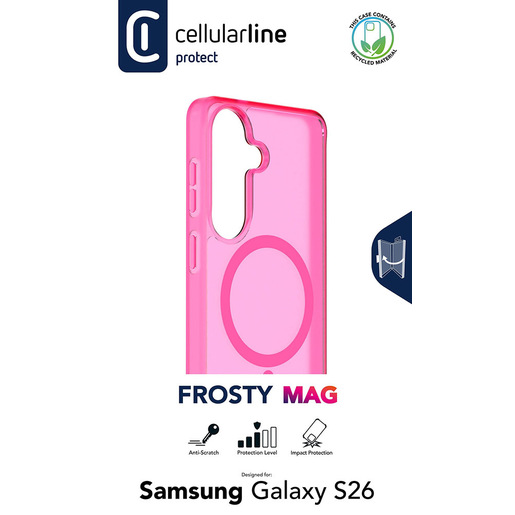 Image of Cellularline FROSTY MAG - Galaxy S26 Cover semi-trasparente con finitura opaca e bordi colorati, compatibile con l’ecosistema Qi2 e accessori magnetici p