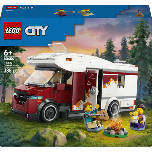 Image of LEGO City 60454 Camper Van delle Vacanze d’Avventura, Veicolo Giocattolo con 3 Minifigure e Accessori, Giochi per Bambini 6+