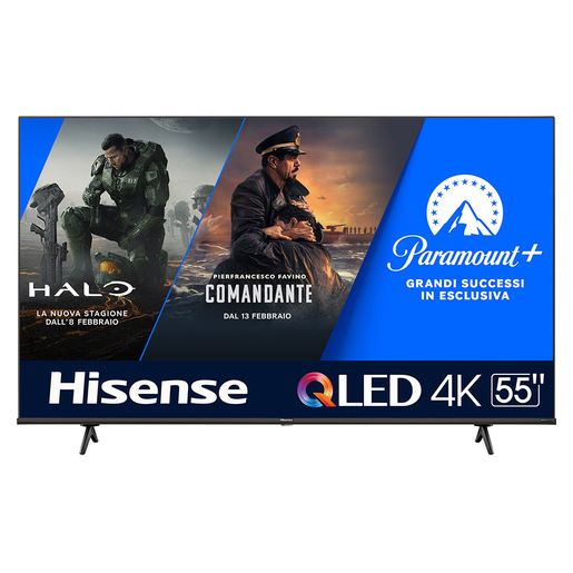 Hisense TV QLED Ultra HD 4K 55'' 55E7KQ Smart TV, Wifi, HDR Dolby Vision, Quantum Dot Colour, Retroilluminazione DLED, Game Mode Plus