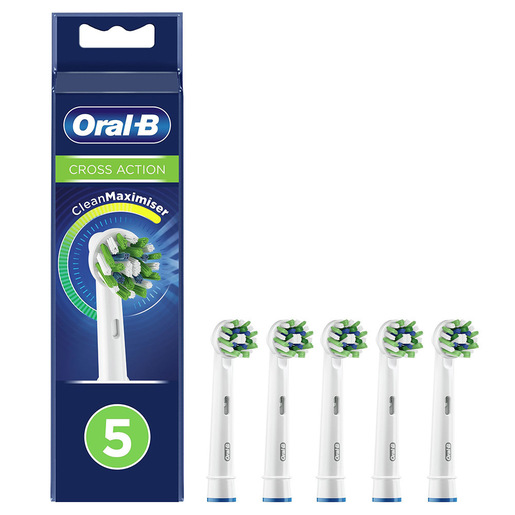 Image of Oral-B CrossAction Testine Di Ricambio Con Tecnologia CleanMaximiser, Confezione Da 5 Pezzi