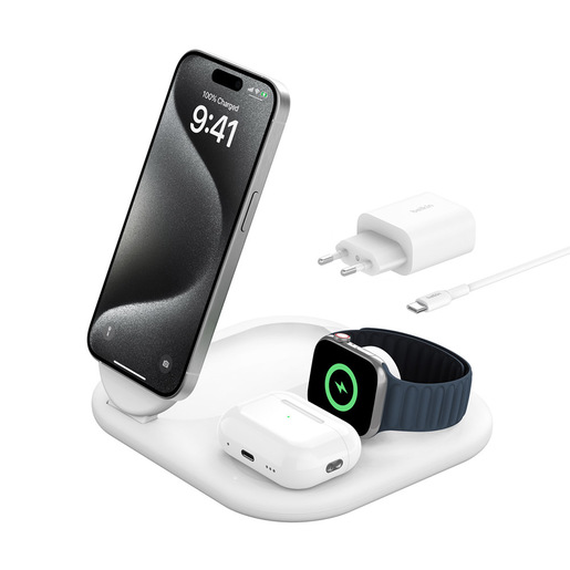 Image of Belkin BoostCharge Cuffie, Smartphone, Orologio intelligente Bianco USB Carica wireless Ricarica rapida Interno