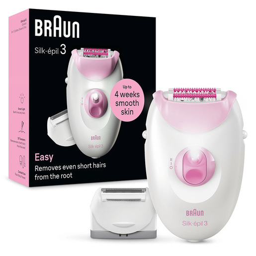 Image of Braun Silk-épil 3 Epilatore Elettrico Donna , Epilatore Con Cavo Per Epilazione, Pelle Liscia Per Settimane, 3-031, Rosa