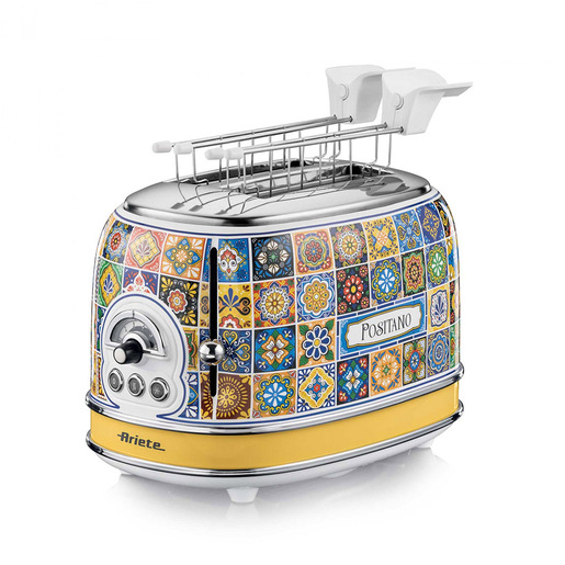 Image of Ariete 155 Tostapane Positano, 810W, 2 fette, 6 livelli di doratura, Vassoio raccogli briciole, Funzione defrost, Espulsione automatica