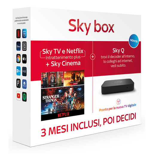 Image of Sky box con 3 Mesi di TV e Netflix (Intrattenimento plus) + Cinema. De