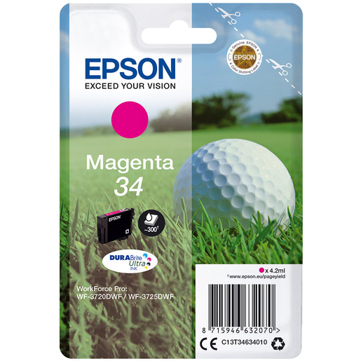 Image of Epson Golf ball Singlepack Magenta 34 DURABrite Ultra Ink