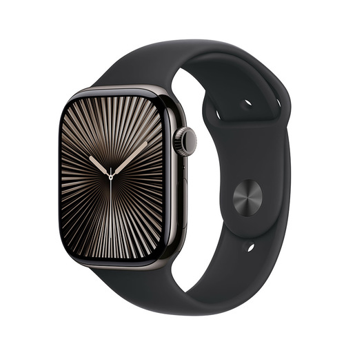 Image of Apple Watch Series 10 Serie 10 GPS + Cellular 46mm Cassa in Titanio color Ardesia con Nero Sport Band - S/M