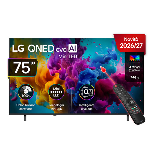 LG QNED evo AI MiniLED 75'' Serie QNED8MB 75QNED8MB6A, 4K, AI Magic Remote, HDR10 Pro, VRR 144Hz, 3 HDMI, SMART TV 2026