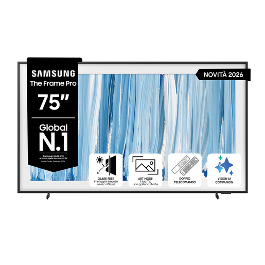 immagine di Samsung The Frame Pro AI TV 75'' QE75LS03HWUXZT 4K, Processore NQ4 AI Gen3, 4K AI Upscaling, Art Mode, Glare Free, Neo Quantum HDR, Dolby Atmos & OTS, Mo