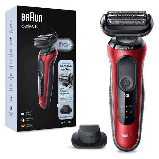 Braun Series 6 61-R1200s Rasoio Elettrico Uomo Con Accessorio Rifinitore Di Precisione EasyClick, SensoFlex, Wet&Dry, Ricaricabile, Rasoio A Lamina Se