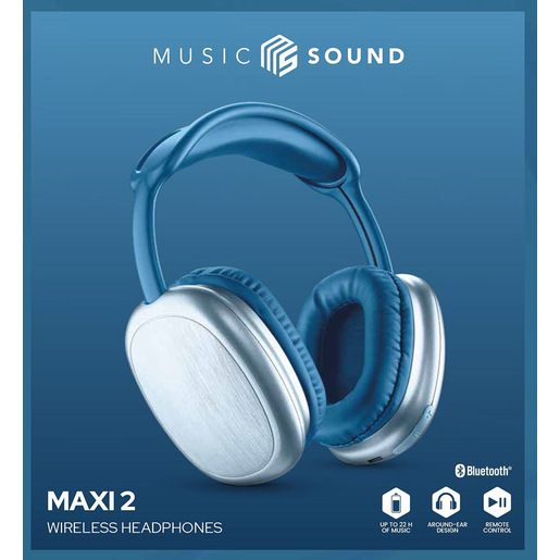 Music Sound Maxi2 Cuffie around-ear Maxi2 Bluetooth 5.0 : cuffie around-the-ear dal design moderno e colorato, che garantiscono un suono potente e bilanc