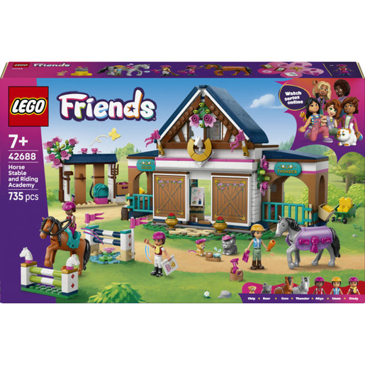 LEGO Friends 42688 Scuderia e Accademia di Equitazione, Gioco Didattico con Animali, 3 Mini Bamboline e Accessori, Regalo 7+