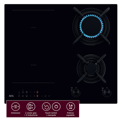AEG HDB64623NB Piano cottura misto MIG 60 cm