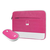 Celly, Bundle Sleeve + Mouse Linea Pantone, Custodia PC 16" e Mouse Wireless, Sleeve PC con Zip e Mouse con Silent Click, Dongle Integrato, DPI Regolabile, Compatibilità Universale, Peach Rose