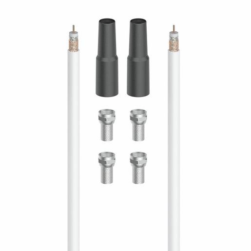 Image of Hama Kit di connessione SAT con 4 spine F e 2 tubi di protezione, 100 db, 20m