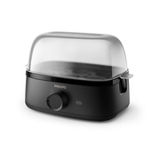 Philips Cuociuova Serie 3000, fino a 6 uova (morbide, medie, sode, in camicia), Facile da pulire, Vassoio per uova in camicia e accessorio per perforatura, 400 W, Design compatto (HD9137/90)-image