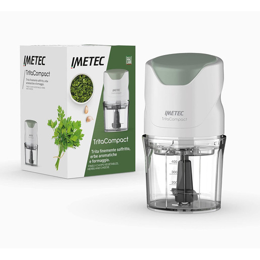 Image of Imetec Tritacompact tritatutto, Lame in acciaio inox, Capienza contenitore 400 ml, Funzionamento a pressione, Compatto, 350 w