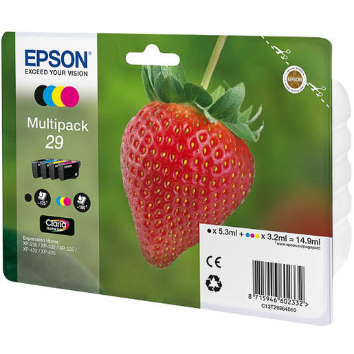 Image of Epson Strawberry 29 CMYK cartuccia d'inchiostro 1 pz Originale Resa standard Nero, Ciano, Magenta, Giallo