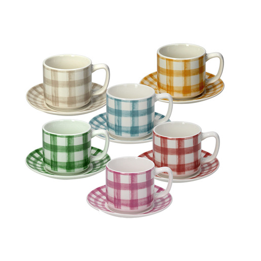 Image of Joia Home SET 6 TAZZINE CAFFE' IVY VICHY tazza Colori assortiti Caffè 6 pz