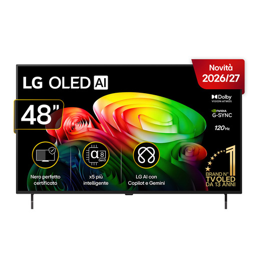 LG OLED AI 48'' Serie B6 OLED48B65LA, 4K, Nero perfetto, Dolby Vision, Processore α8 Gen3, 120Hz, G-Sync, SMART TV 2026