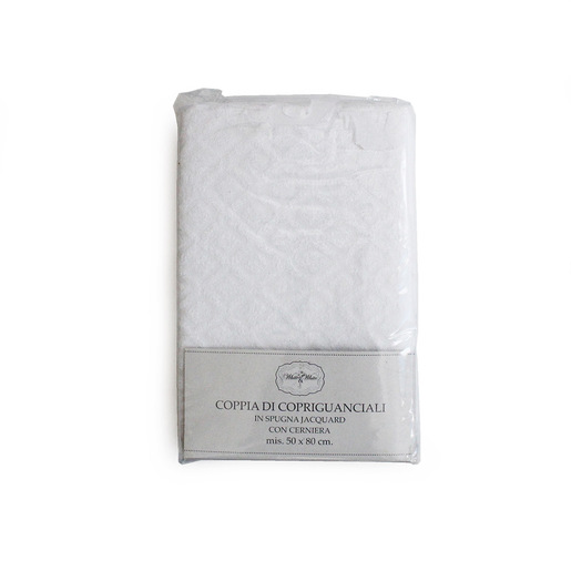 Image of TESS White & White Set 2 copriguanciali con zip, 50x80 cm, 40% cotone 60% poliestere