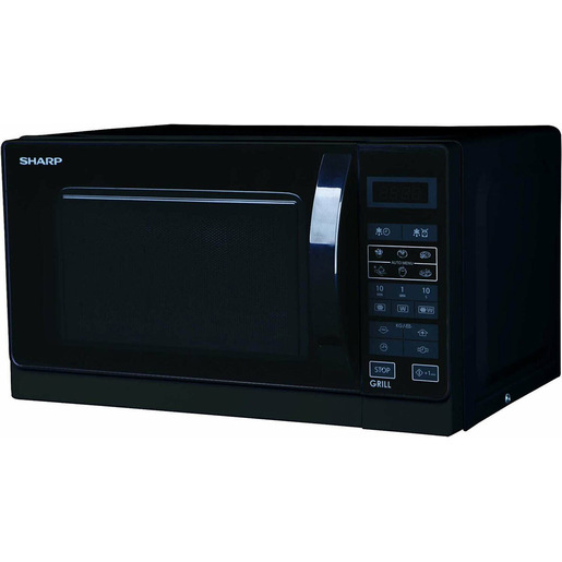 Image of Sharp R-742BKW forno a microonde Nero Microonde con grill Superficie piana 25 L 900 W