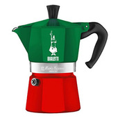 Bialetti Caffettiera Moka Express Tricolore, 3 Tazze, Manico anti scottatura, Non adatta a induzione, 3 (130 ml), Alluminio-image