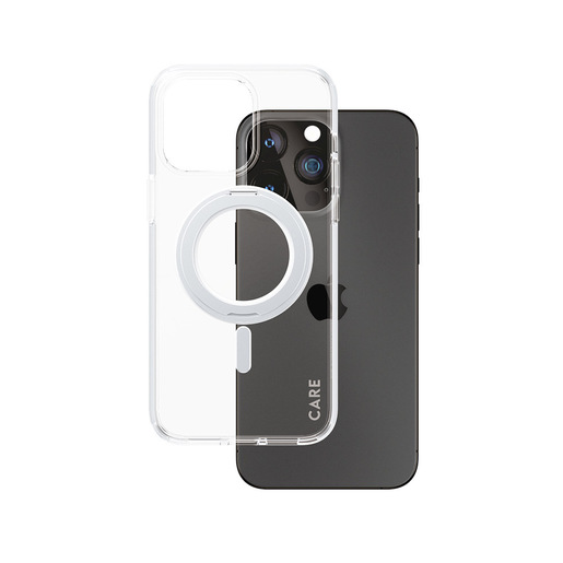 Image of PanzerGlass CARE Feature Case Transparent w. Silver Kickstand & MagSafe iPhone 15 Pro Max