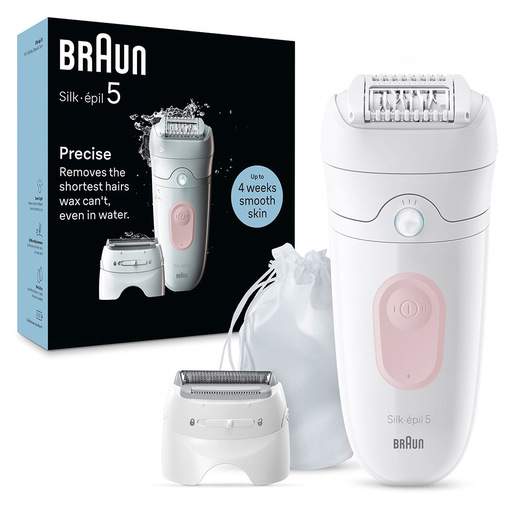 Image of Braun Silk-épil 5 5-030, Epilatore Elettrico Donna, Per Una Epilazione Semplice, Bianco/Rosa