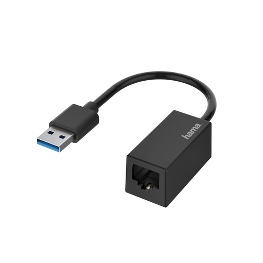 Image of Hama Adattatore USB 3.0 M / 8p8c F (RJ 45), Fast Ethernet LAN 10/100/1000, Gigabit, nero
