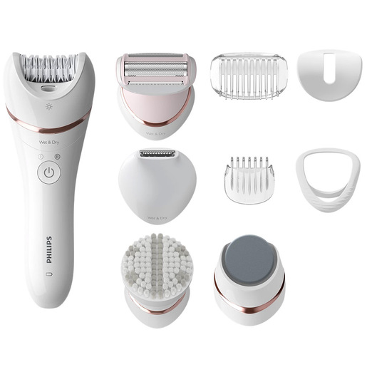 Image of Philips Epilatore Wet & Dry senza filo con 9 accessori bianco BRE740/10