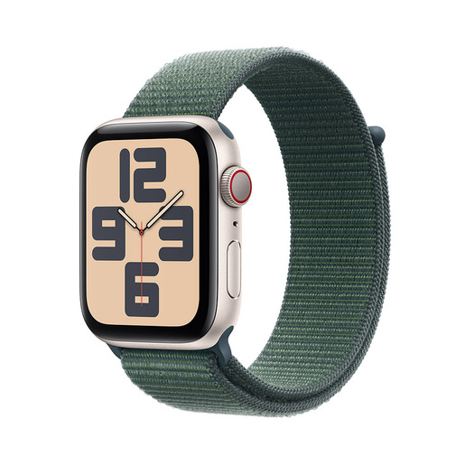 Image of Apple Watch SE GPS + Cellular 44mm Cassa Alluminio Galassia con Verde Lago Sport Loop