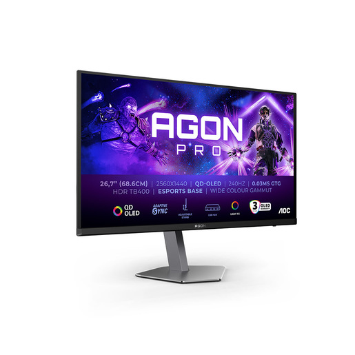 Image of AOC AGON PRO AG276QZD2 Monitor PC 67,3 cm (26.5'') 2560 x 1440 Pixel Quad HD QD-OLED Nero, Grigio