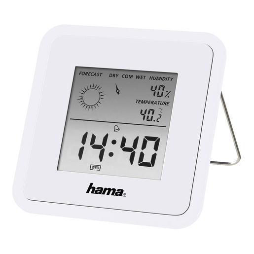 Image of Hama Orologio/termometro/igrometro ''TH50'', funzione sveglia, Indicatore Comfort, memoria dati, Sospensione sveglia Snooze, Previsioni meteo, bianco
