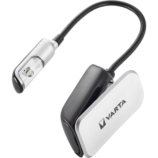 Image of Varta Book Light (incl. 2x CR2032 Celle a bottone, con impugnatura a clip e collo flessibile) argento/nero, luce a clip