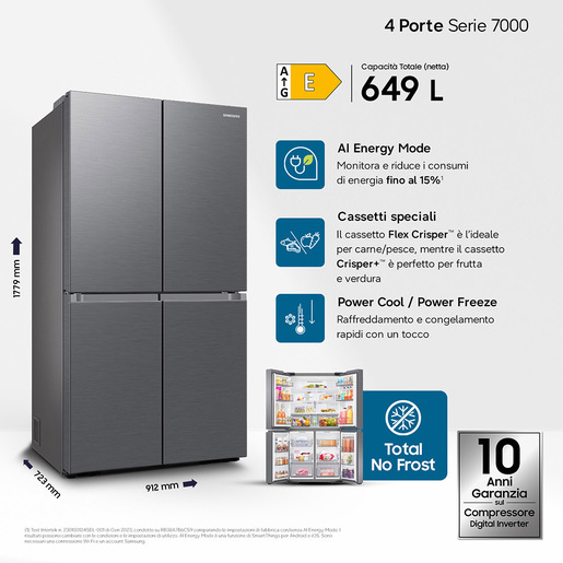 Image of Samsung Frigorifero 4 Porte RF7000 649L RF59C70TES9
