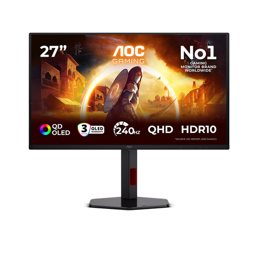 AOC G4 Q27G4ZDR Monitor PC 67,3 cm (26.5'') 2560 x 1440 Pixel Quad HD QD-OLED Nero, Rosso