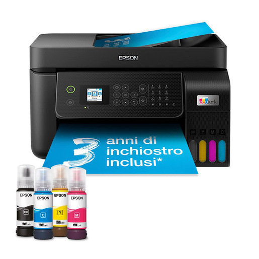 Epson EcoTank ET-4800 stampante multifunzione inkjet 4-in-1 A4, serbatoi ricaricabili alta capacità, 4 flaconi inclusi pari a 7500pag B/N 4500pag colo