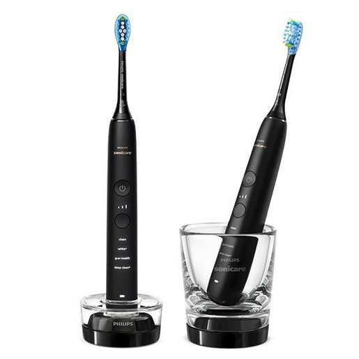 Image of Philips Sonicare DiamondClean 9000 Spazzolini Elettrici Sonici con App, confezione da 2 spazzolini neri HX9914/54