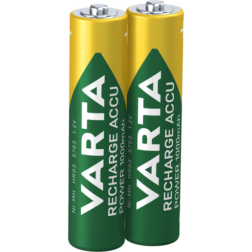 Image of Varta Recharge Accu Power AAA 1000 mAh Blister da 2 (Batteria NiMH Accu Precaricata, Micro, ricaricabile, pronta all'uso)