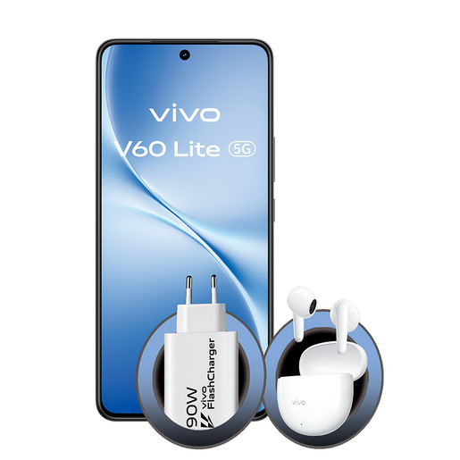 Image of VIVO V60 Lite 5G + BUD 17,2 cm (6.77'') Doppia SIM Android 15 8 GB 256 GB 6500 mAh Nero