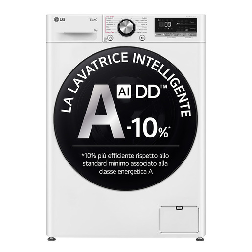 Image of LG F4R7009TSWB Lavatrice 9kg AI DD, Classe A-10%, 1400 giri, TurboWash, Vapore