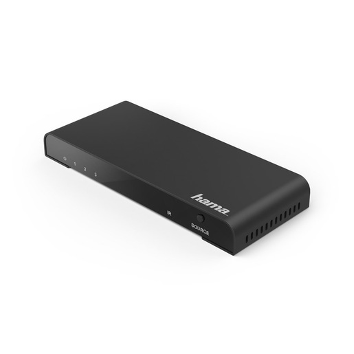 Image of Hama Switch HDMI 3 porte con telecomando, connettori dorati, 4k, nero