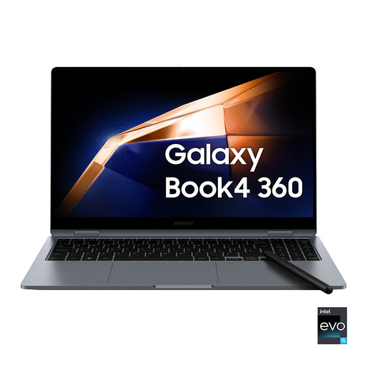 Image of Samsung Galaxy Book4 360 Laptop, Intel® Core™ 5 120U, 16GB RAM, 512GB SSD, 15.6'' Super AMOLED, Windows 11 Home, Moonstone Gray