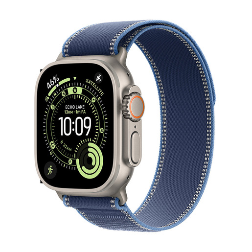 Image of Apple Watch Ultra 3 GPS + Cellular 49mm Cassa Titanio con Trail Loop Blu/Blu Acceso - S/M