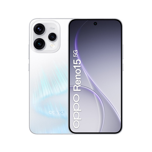 OPPO Reno15 5G AI Smartphone, Tripla fotocamera 50+50+8MP, Selfie 50MP, Display 6.59'' 120HZ AMOLED FHD+, 6500mAh, RAM 8GB(Esp2GB/4GB/8GB)+ROM 512GB [Ver