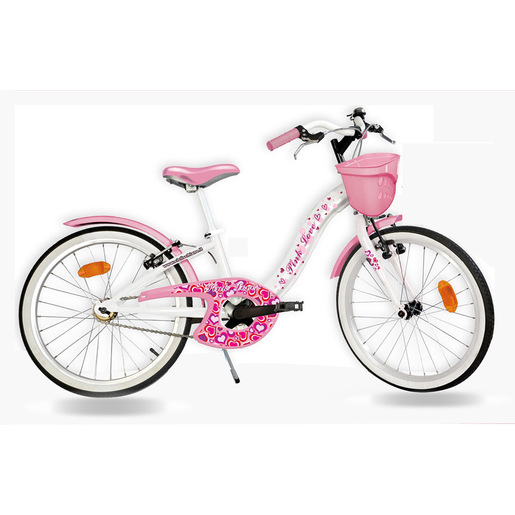 F.lli Schiano SCH PINK LOVE 20'', bicicletta per bambini, adatta a bambini tra i 6 e i 10 anni, per altezza tra 120 e 155 cm, cestino, campanello e porta