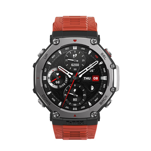 Image of Amazfit T-Rex 3 Lava 3,81 cm (1.5'') AMOLED 48.5 mm Digitale 480 x 480 Pixel Touch screen Nero, Acciaio inox GPS (satellitare)