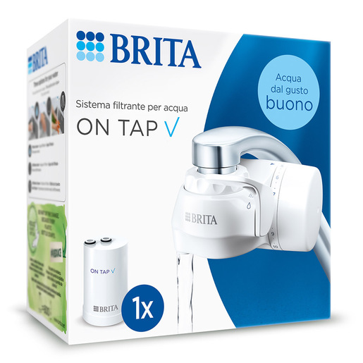 Image of Brita ON TAP V incl. 1 x filtro acqua rubinetto V (4 mesi) - riduce cloro, PFAS, piccole particelle e metalli - indicatore durata filtro manuale