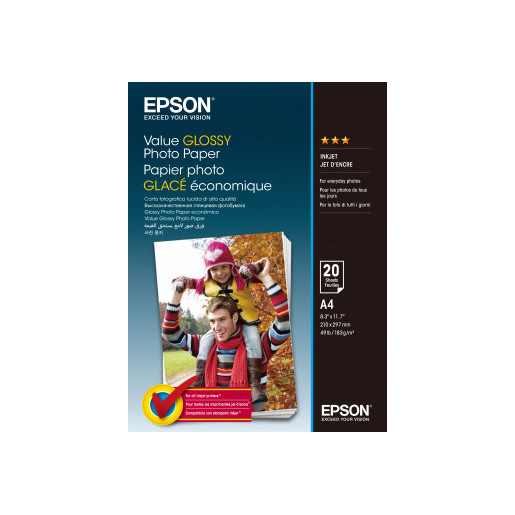 Image of Epson Value Glossy Photo Paper - A4 - 20 Fogli