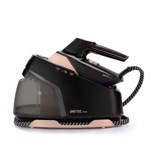 Imetec Evos, Ferro da Stiro con Caldaia, Tecnologia Flash Steam con Vapore Potenziato, Pressione fino a 7 bar, Piastra Infinity Glide Alta Scorrevolez